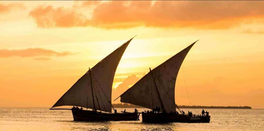 FROM NUNGWI; SUNSET DHOW CRUISE EXPERIENCE - Leaving Nungwi Beach as the light begins to soften