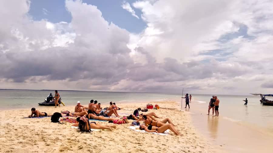 From Stone Town: Sandbank picnic with sea food BBQ Lunch - A sandbank stop with fruit and bright sun