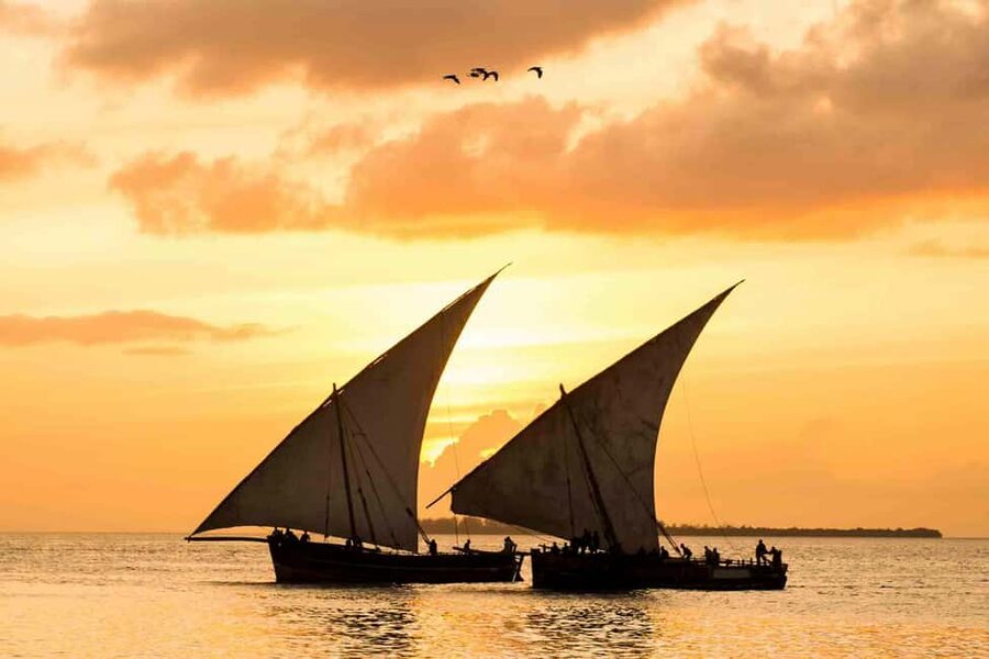 Stone Town: Sunset Dhow Cruise Experience - Stone Town at sunset, seen from a wooden dhow