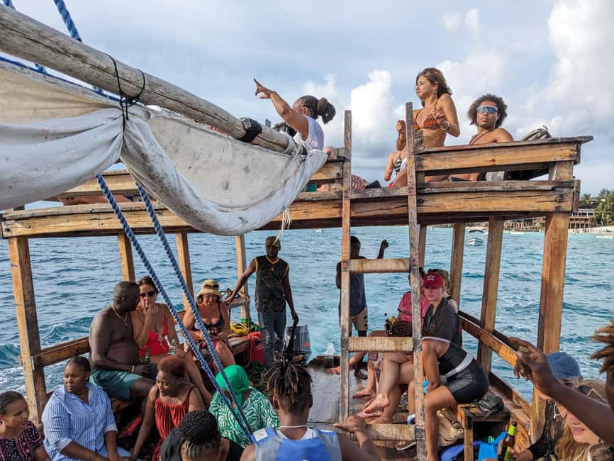 Zanzibar: African Sunset Boat Party in Zanzibar Music, Views - The middle-of-the-cruise swimming stop